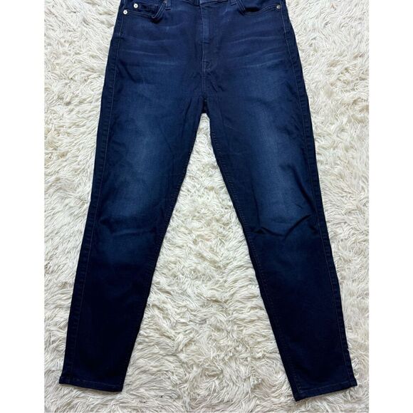 Women’s 7 for all Mankind Dark Blue Skinny Stretch Jeans Size 30 - Picture 2 of 12
